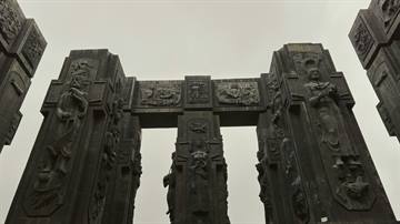 Thumbnail of Chronicle of Georgia monument pillars overlooking Tbilisi
